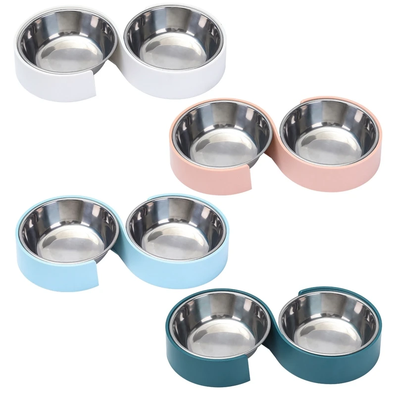 

Antislip Double Dog Bowls Stainless Steel Pet Food Water Feeder Cat Drinking Feeding Dishes Puppy Kitten Pet Feeding Supplies