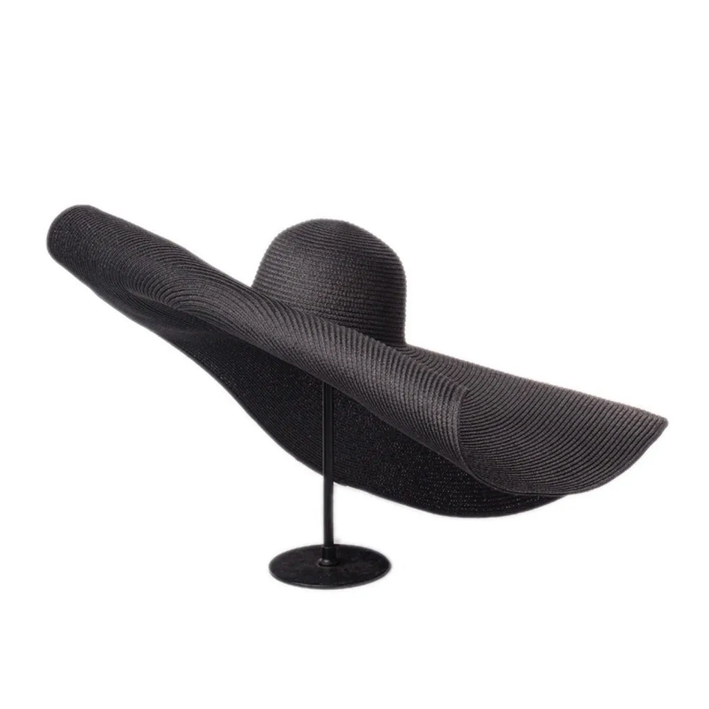 Модная большая шляпа от солнца Пляжная Защита УФ лучей складная соломенная Кепка