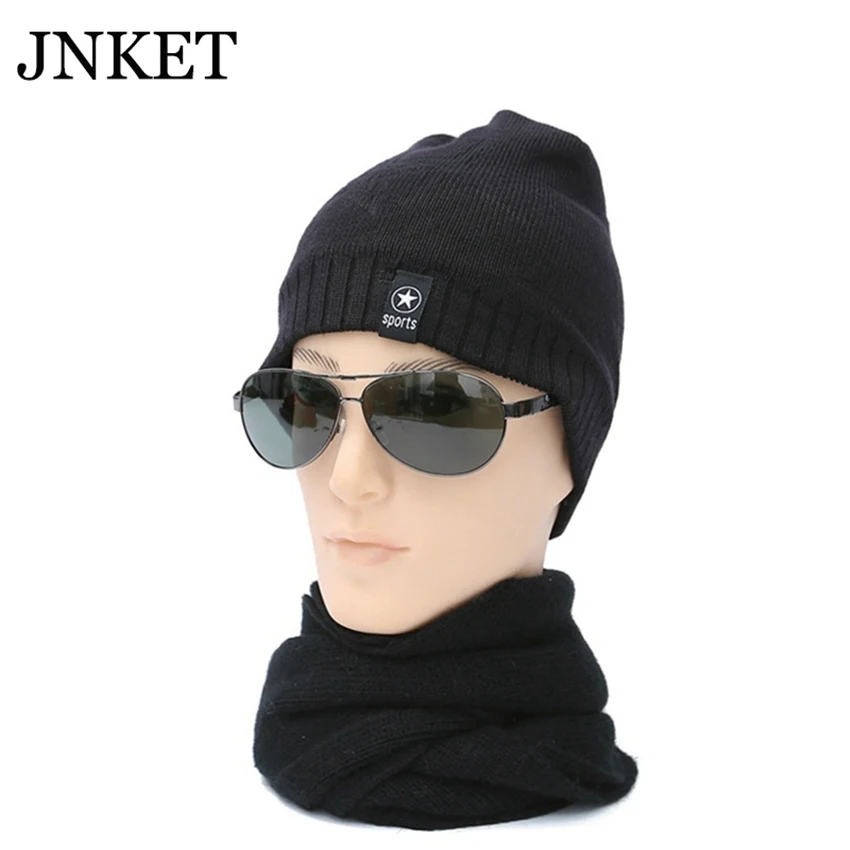 

Модная зимняя мужская вязаная шапка JNKET с пятью звездами, теплая вязаная шапка из мягкой ткани, плюшевая подкладка, лыжная шапка для улицы