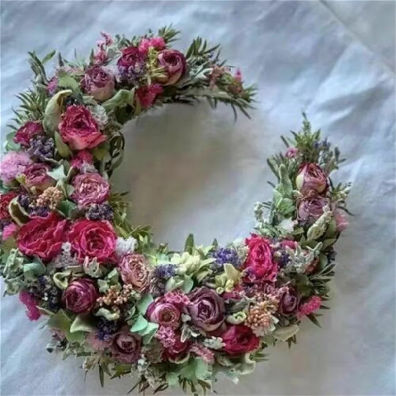 Шелковый вкл красное сердце венок настенный дверной подвесной кулон украшение