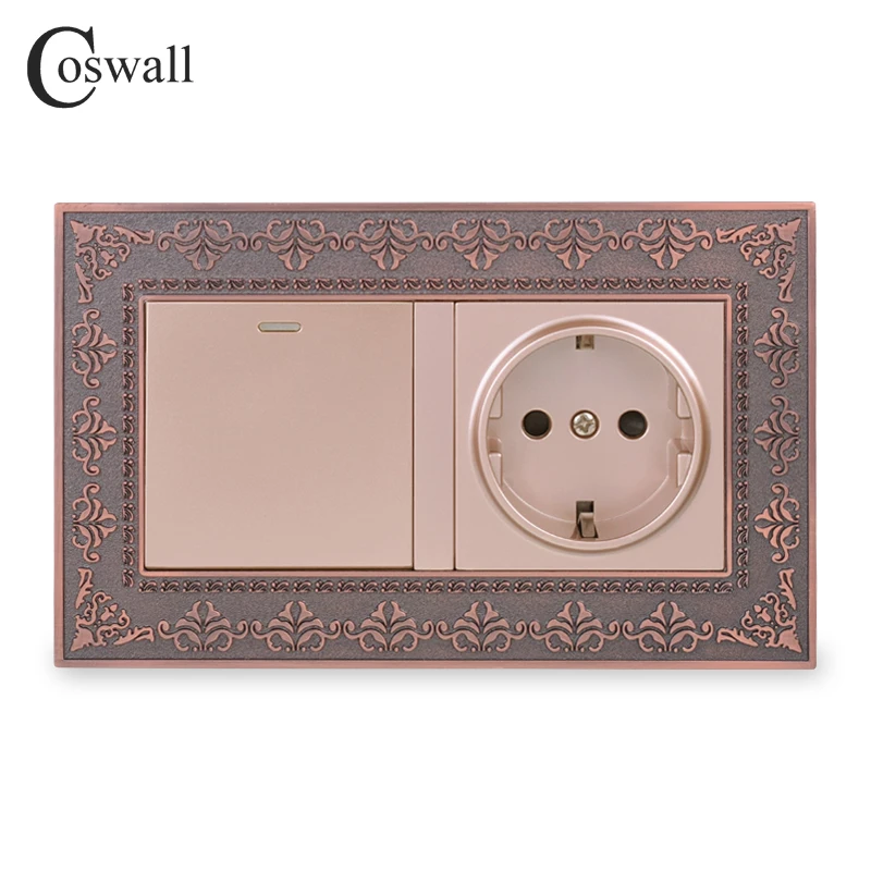 Coswall металлическая панель из цинкового сплава настенная розетка стандарта ЕС + 1