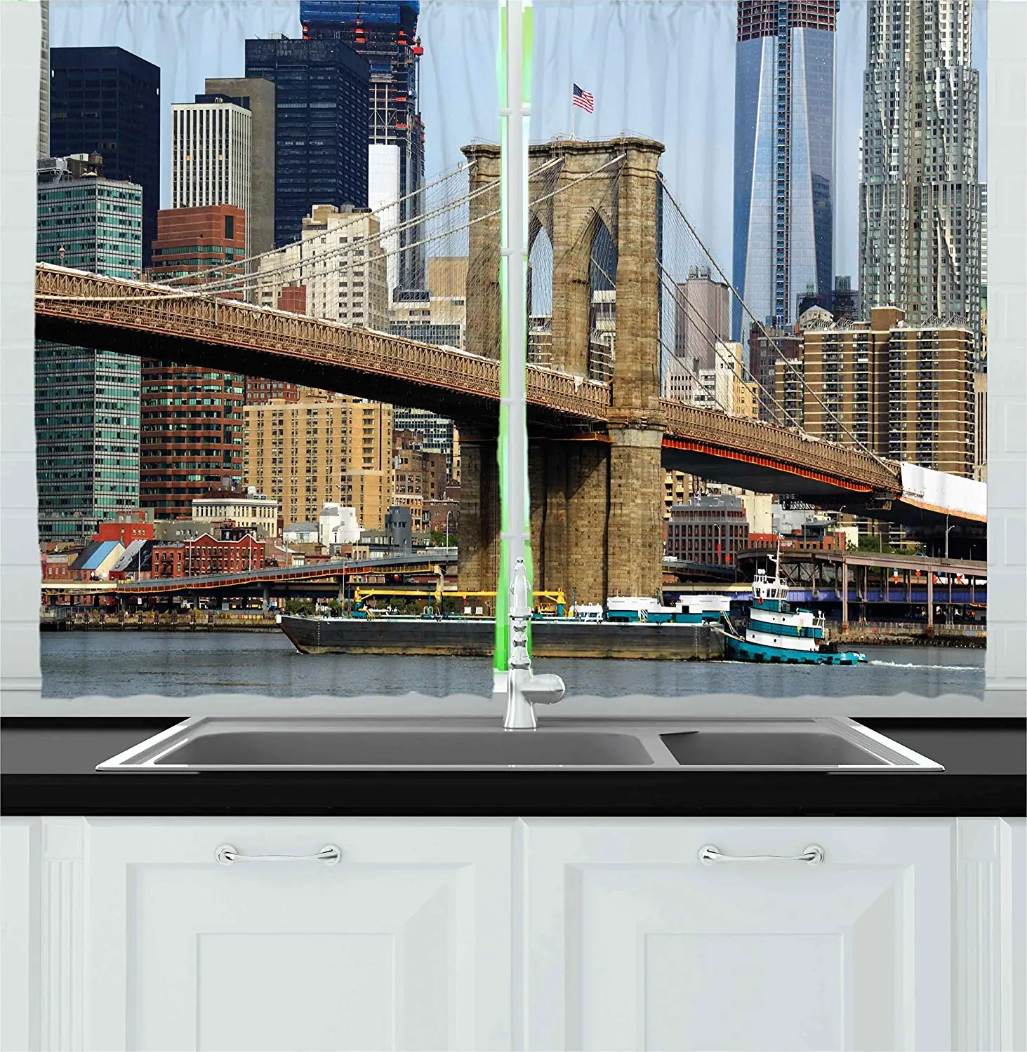 

Городские светонепроницаемые шторы с изображением Нью-Йорка, США, городской пейзаж, моста, зданий и реки, оконные шторы для спальни