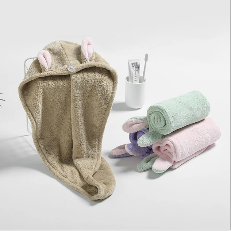 Милая Коралловая флисовая Шапочка для душа женщин обернутая длинная шапочка