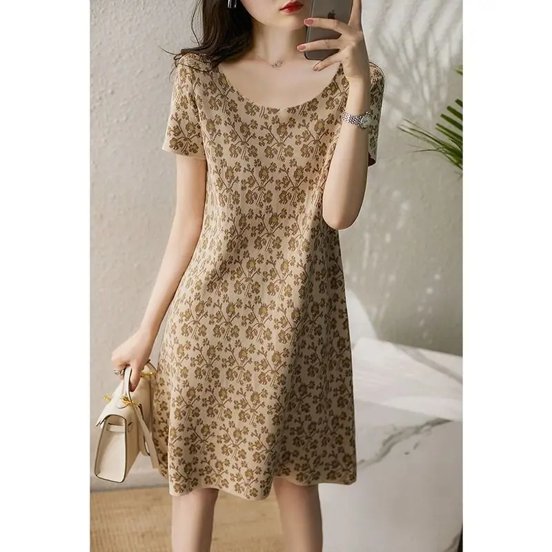 

2021 summer fashion new summer elegant temperament Joker season printed dress women