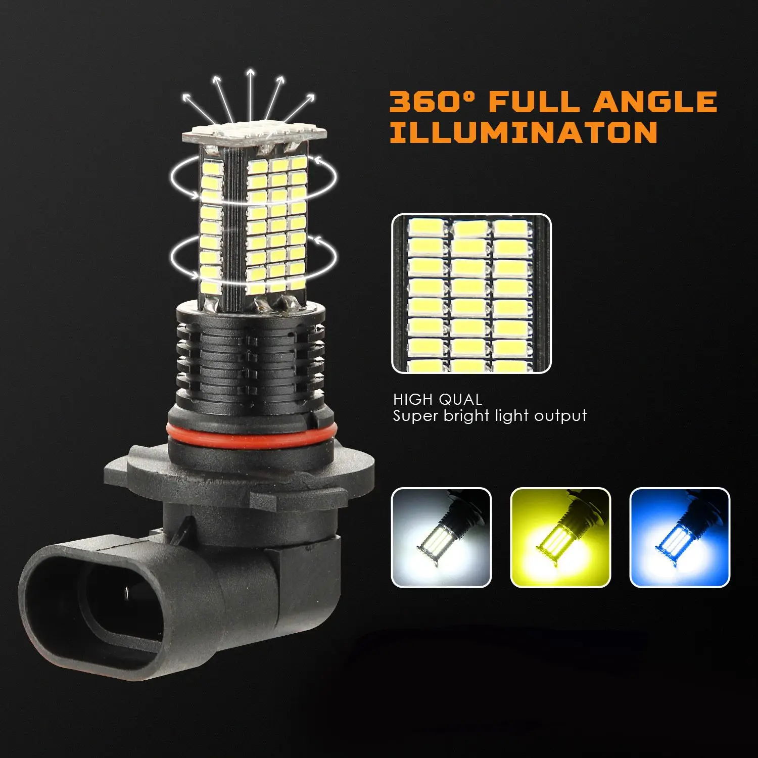 2Pcs 9005 LED Fog Light Bulbs DRL 3200 Lumens Super Bright 84-SMD 12V 24V 9005/HB3 Replacement for Cars Trucks 6000K | Автомобили и