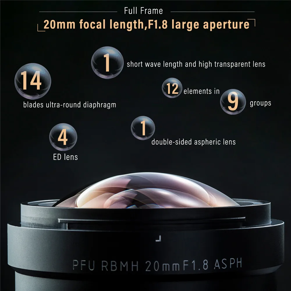 Объектив для камеры VILTROX 20 мм F1.8 ASPH с ручной фокусировкой и полной рамкой