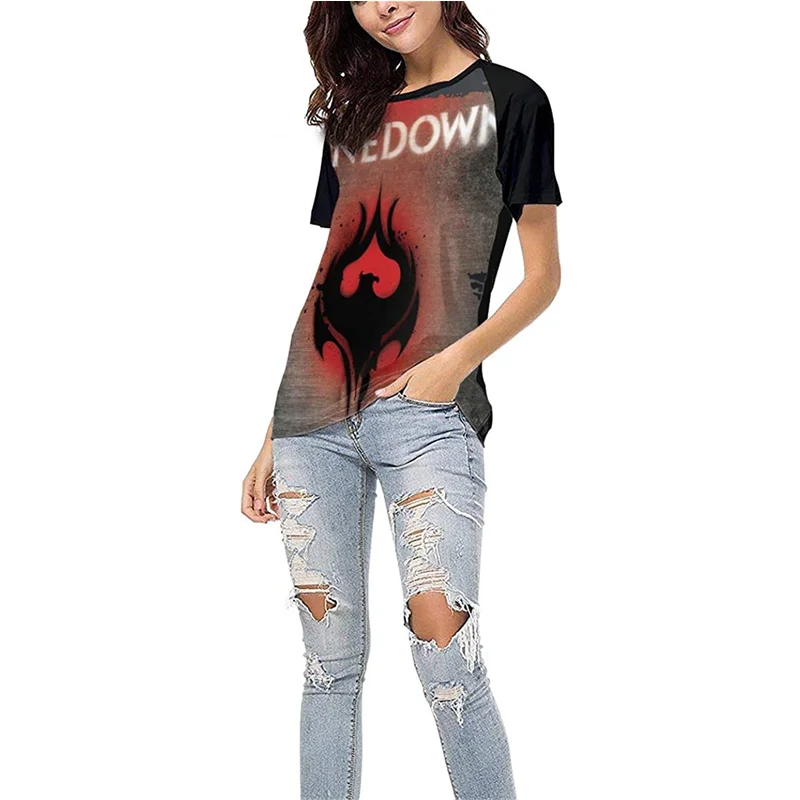 

Womens Baseball T-Shirts Band Beautiful Blouse Black retro t shirt harajuku