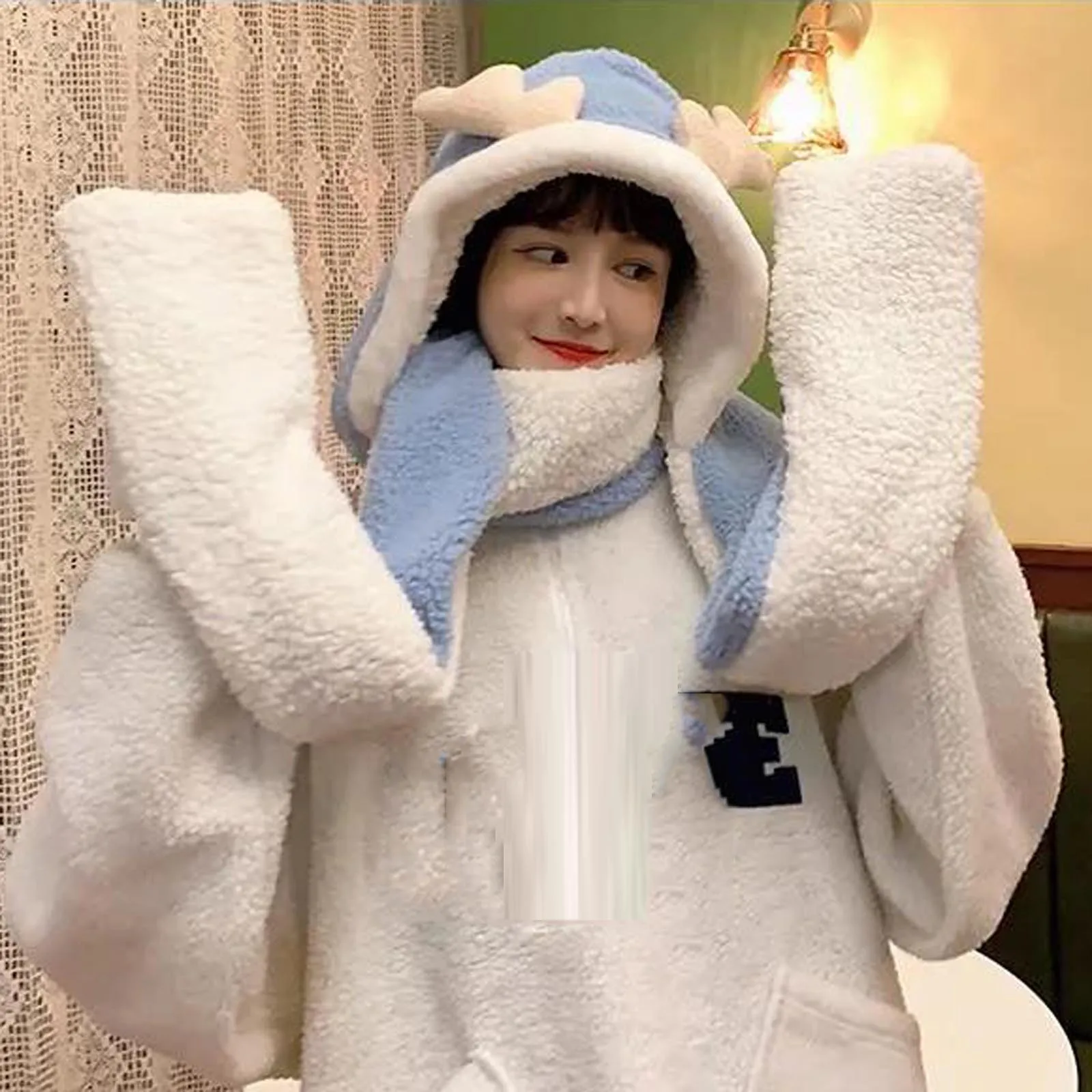 

Sagace 2021 New Gloves Winter Outdoor Fasion Women Patchwork Female Plush Thick Hat Warm Scarf Gloves