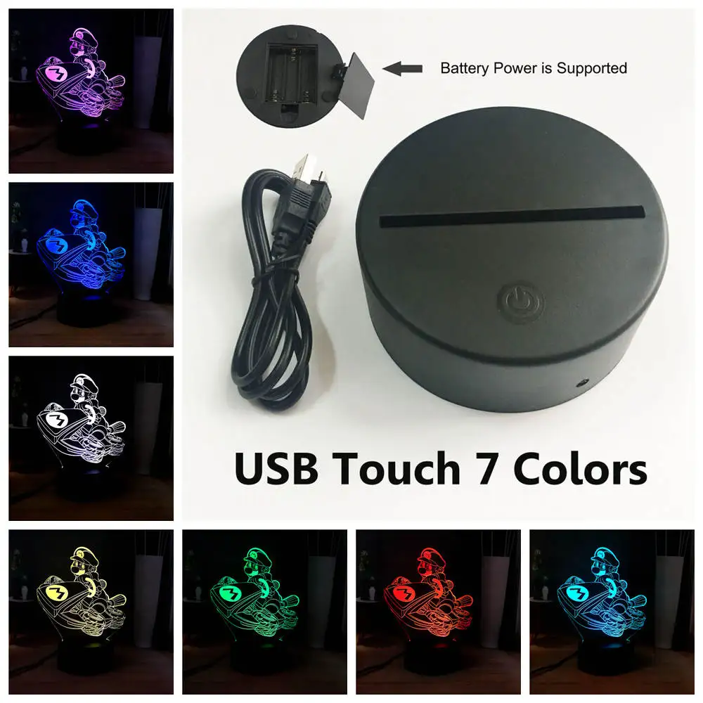 USB Touch 7 Colors Новая иллюзия 3D милая лампа в виде Марио Новинка USB Touch 7 цветов Изменение светодиодный ночной Светильник для детей подарок - Испускаемый цвет: USB Touch 7 Colors