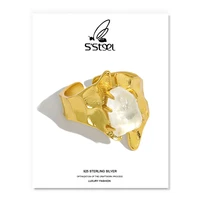 ssteel crystal rings gift for women sterling silver 925 luxury minimalist gold irregualr opne ring joyeria fina para jewellery
