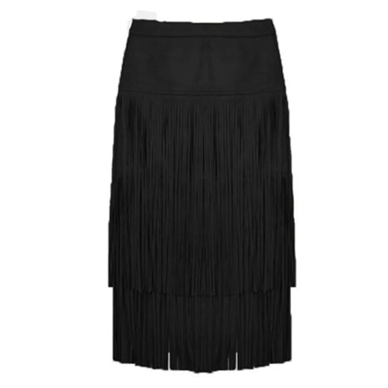 Женская юбка с бахромой Повседневная облегающая до колен и высокой талией в