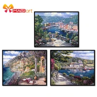 cross stitch kits embroidery needlework sets 11ct water soluble canvas patterns 14ct oil painting a charming town ncms036