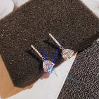 solid s925 silver diamond earrings for women romantic luxury wedding earrings fashion sexy diamond brincos fine jewelry