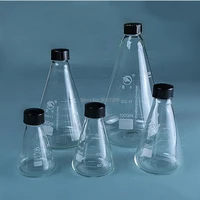 1pc lab 50ml to 1000ml borosilicate glass conical flask triangle flask with black cap for laboratory experiment