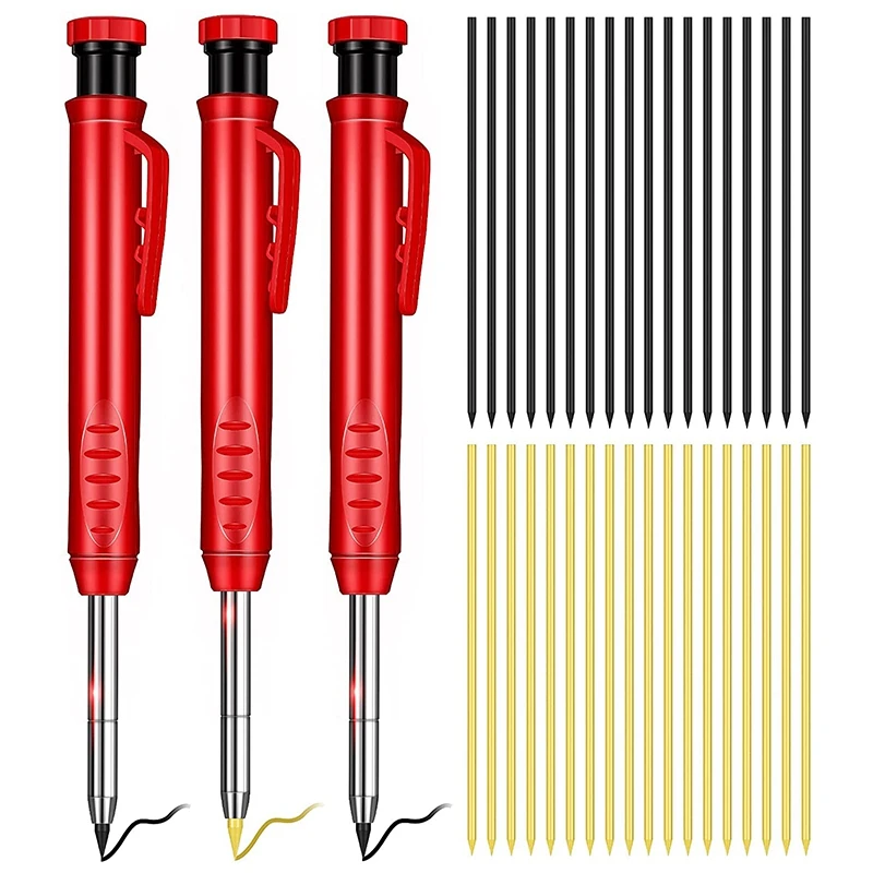 

Solid Carpenter Pencil with Sharpener and Leads Mechanical Pencils for Wood Flooring Marker Drawing Scriber(39 Pieces)