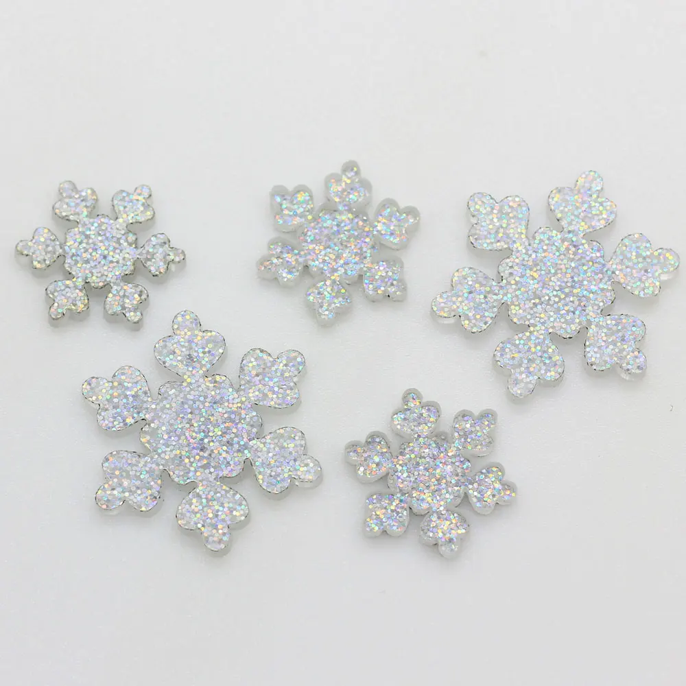 

100/50pcs Glitter Snowflake Resin Cabochon Flatback Embellishment DIY Scrapbooking Crafts Christmas Home Decoration