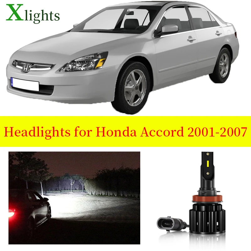 

Xlights лампочки для Honda Accord 2001 2002 2003 2004 2005 2006 2007 Светодиодные фары автомобиля Ближний дальний свет Canbus без ошибок Фара Авто Лампа 12 В 24 В Белый 6000...