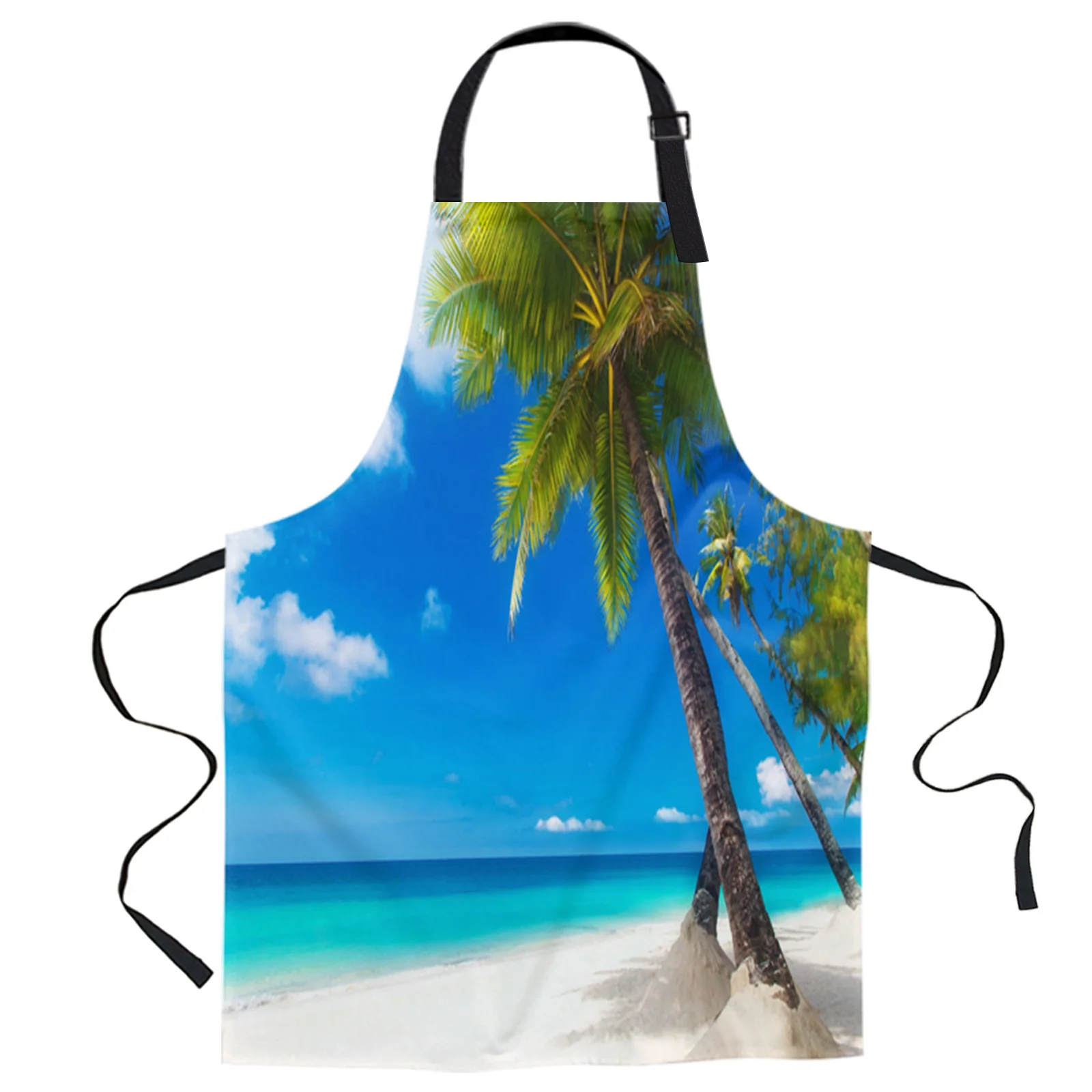 

Beach Sea Coconut Tree Printed Kitchen Cooking Baking Aprons Canvas Sleeveless For Women Man Kids Home Delantal Cocina