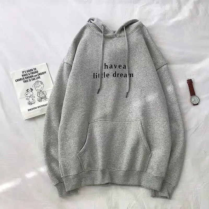 

Korean Women's Hooded Sweatshirt Harajuku Letter Printing Women's Super Large New Versatile Trend Winter Couple Casual Hoodie