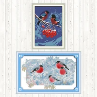 snow migrant bird dmc cotton thread printed canvas cross stitch embroidery kits 14ct 11ct counted stamped diy needlework crafts