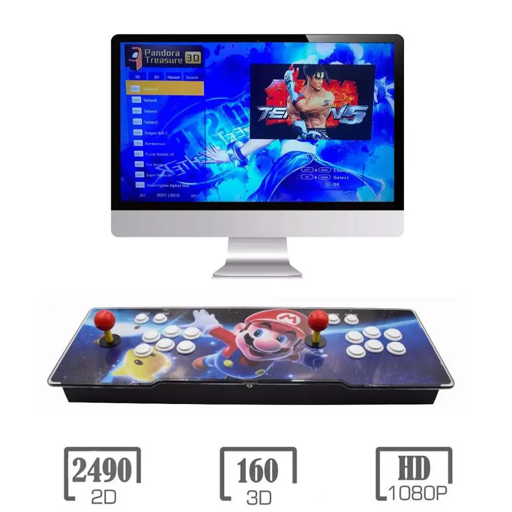 Blue Mario 3D Pandora игровой автомат | 2200 HD игры | 1280x720P | 2 игрока управления играми | добавить больше игр | Любимый список | Поддержка 4 игроков - Цвет: Blue Mario