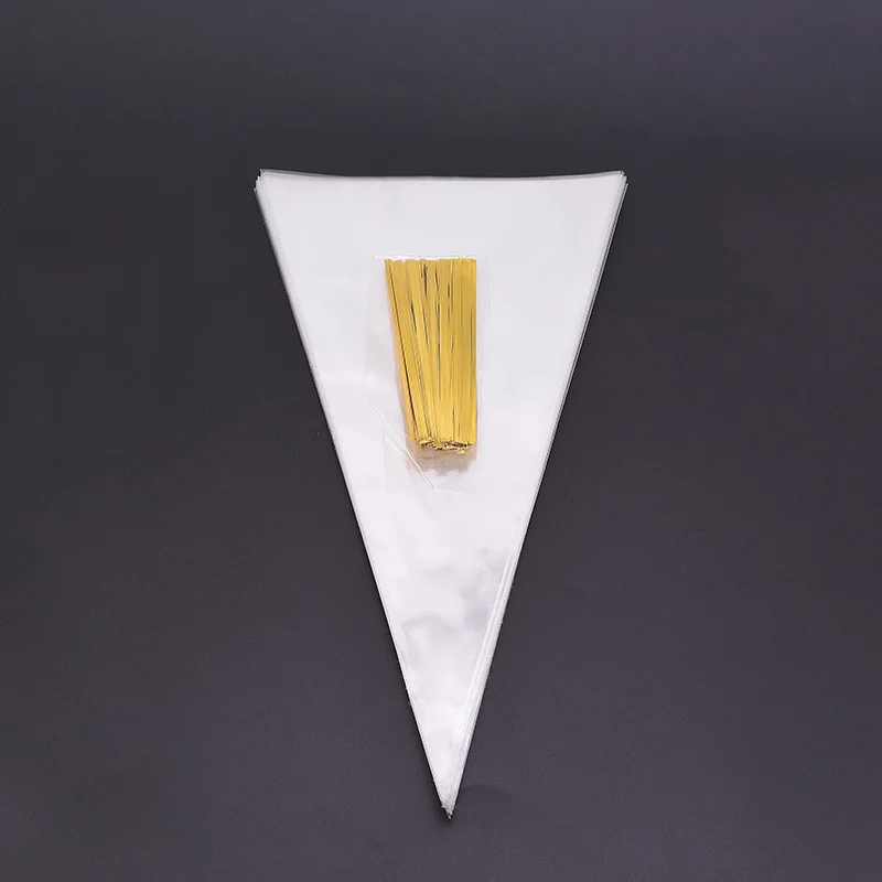 Конусные мешки золотые твист Галстуки герметичные мешочки прозрачные