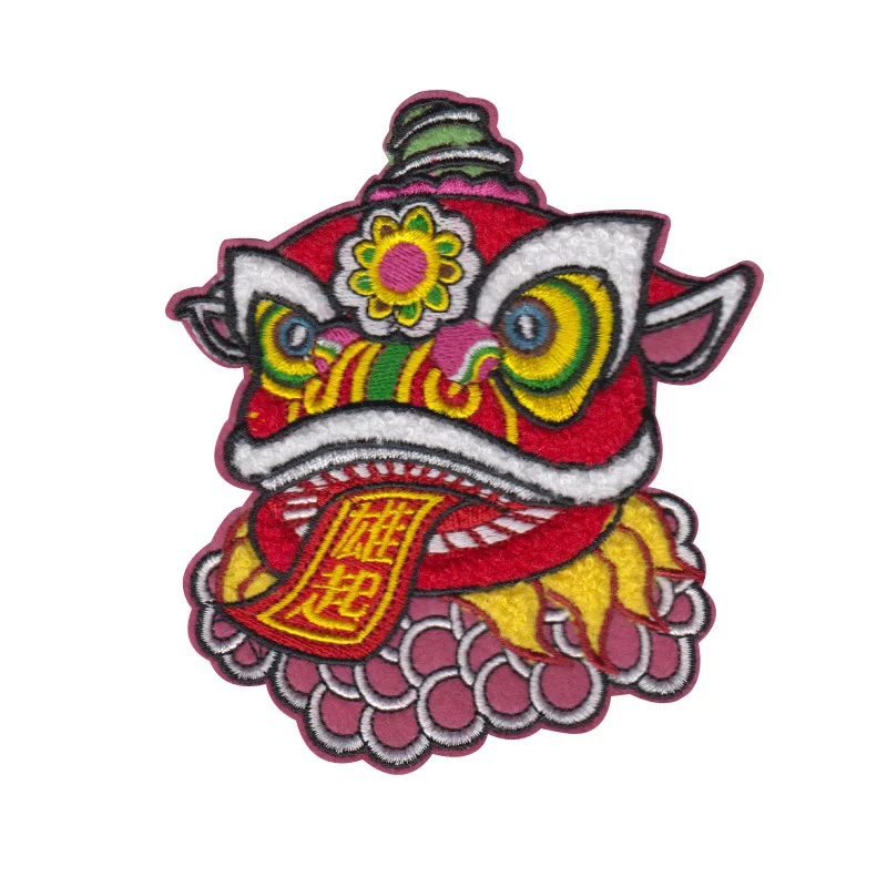 Нашивка из ткани с вышивкой льва Мао цзиньсяу вышивка главы аксессуары нашивка |