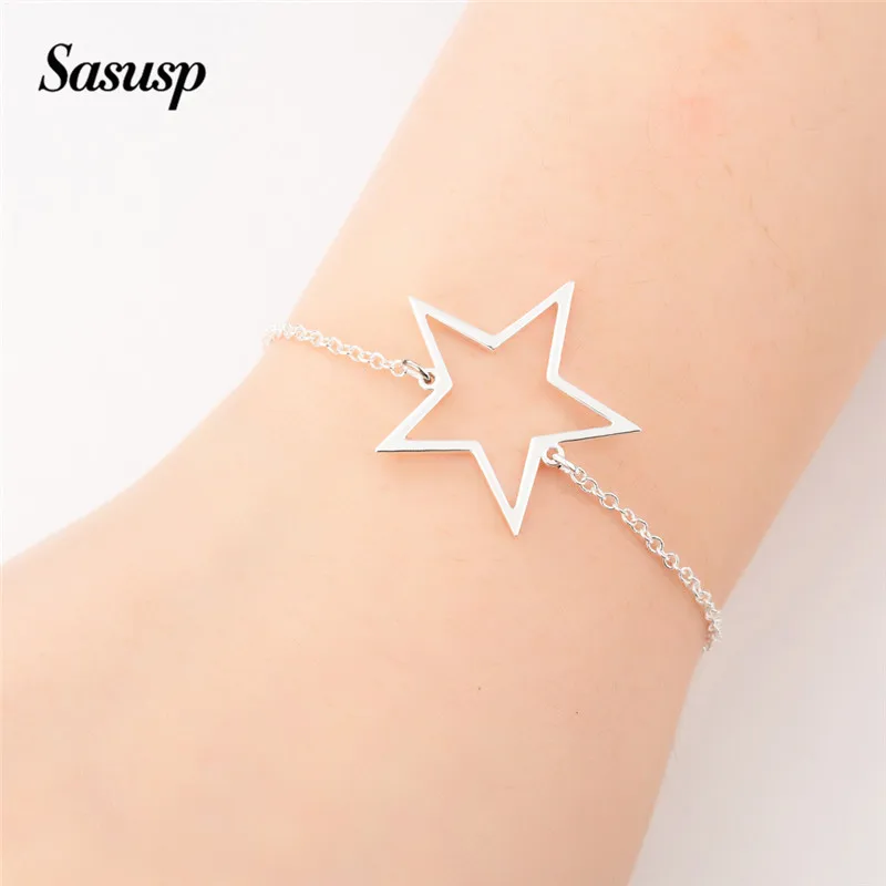 Sasusp минимализм волна карта Звезда геометрический браслет из нержавеющей стали