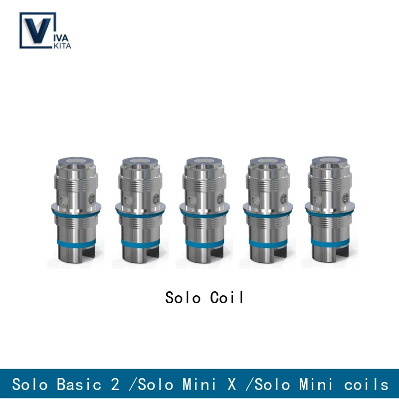 Vaptio Solo Coil atomizer head Vape replacement coils for Solo Basic 2 /Solo Mini /Solo Mini X Kit 0.5ohm Silver 5 pcs/pack