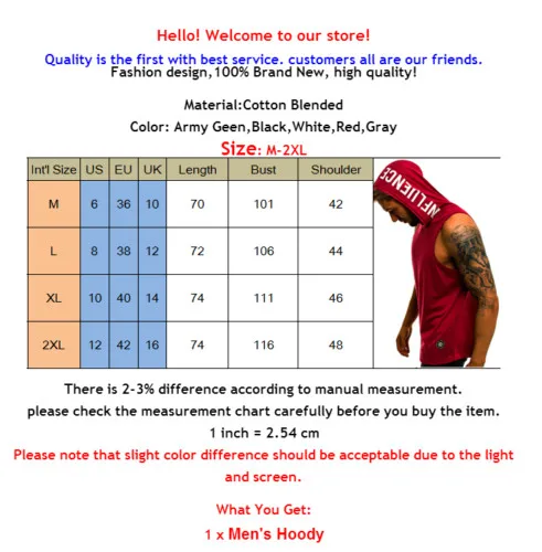 

Fashion Summer Mens Sleeveless Hoodie T-Shirts Muscle Sweatshirt Cool Hoody Tops GYM Sport Slim Fitness Hooded Sportswer Tees