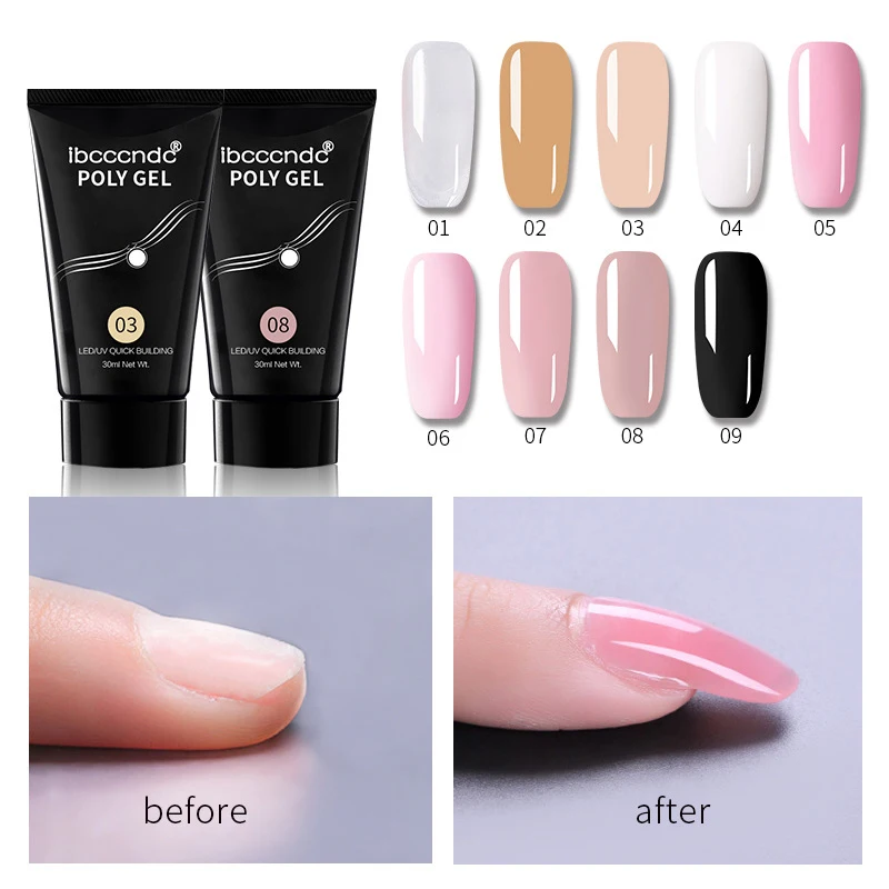 30 мл IBCCCNDC 9 Цвета Polygel пилка для ногтей быстрая расширение поли моментальный
