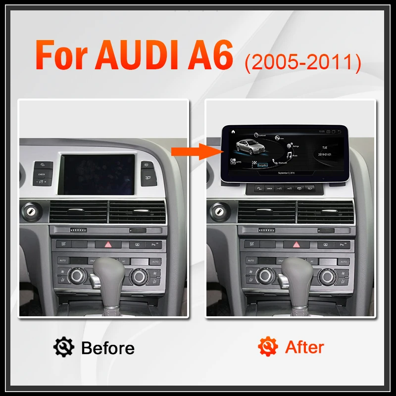 автомагнитола 2 din андроид Автомагнитола Snapdragon Android 10 для Audi A6 A6L C6 2005-2011