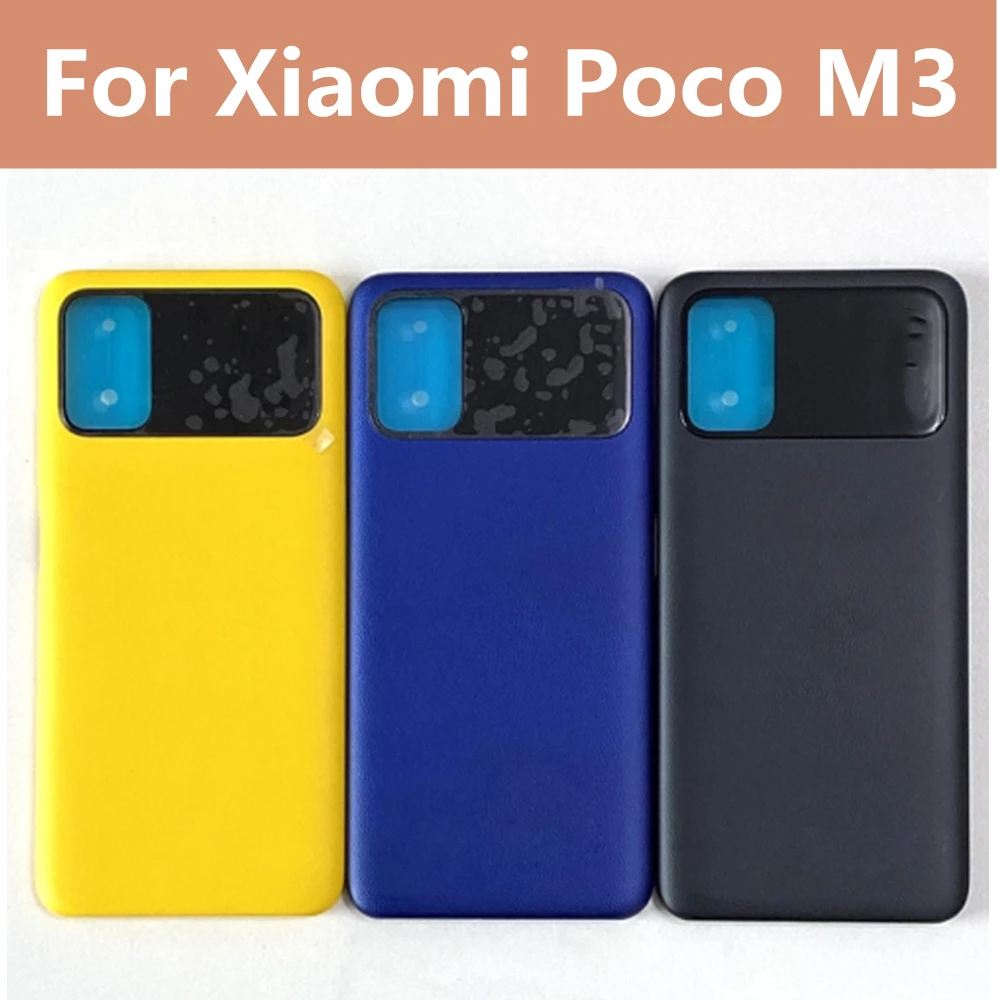 

Крышка батарейного отсека 6,53 дюйма для Xiaomi Poco M3, Задняя стеклянная крышка корпуса POCO M3, задняя панель PocoM3, сменная Крышка батарейного отсека