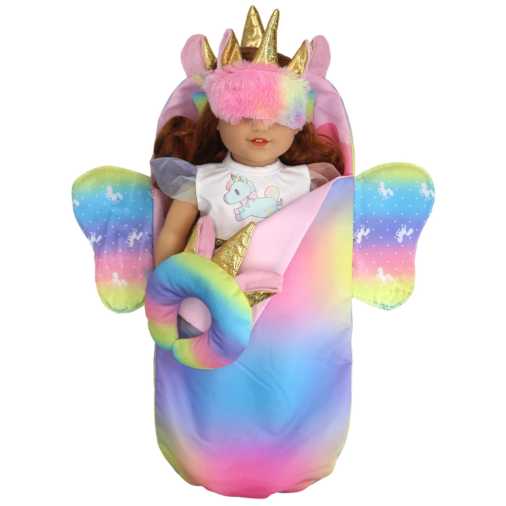 Фото Новый Многоцветный костюм для сна в виде единорога 45 см кукла американской