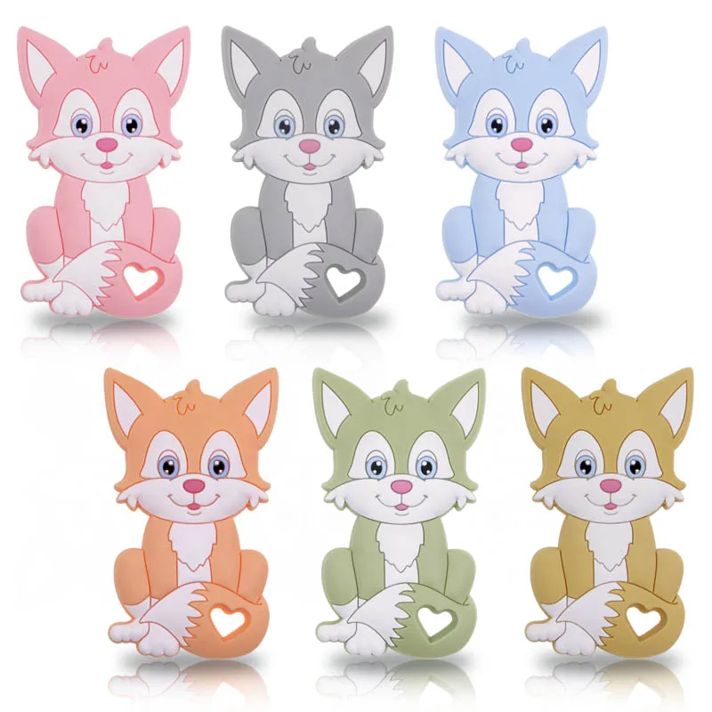 

Kovict 1pcs Fox Baby Silicone Teether Rodent BPA Food Free Silicone Teething Nursing Pacifier Silicone
