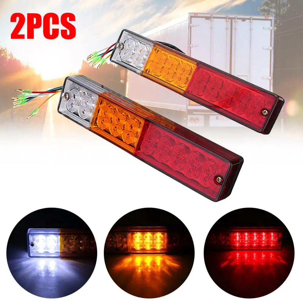 

SUHU 2PCS 12/24V 24 LED Car Rear Trailer Tail Lights Brake Stop Turn Signal Lamps Waterproof Multifunction Auto Turn Signal Bulb