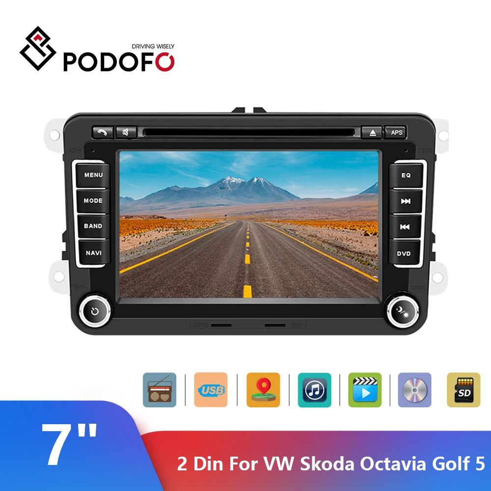 Автомагнитола Podofo 2 Din DVD плеер для Skoda Octavia Golf 5 Touran Passat B6 Polo Sedan Tiguan Yeti 7