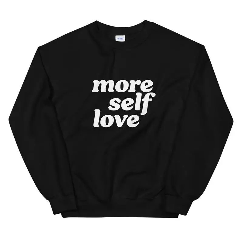Весенний хлопковый свитер Skuggnas More Self Love подарок для девушки забавный с