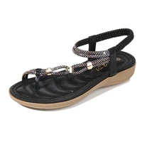 plus size 42 women pink flat sandals open toe luxury rhinestones slippers gladiator summer beach bling chains crystal mujer