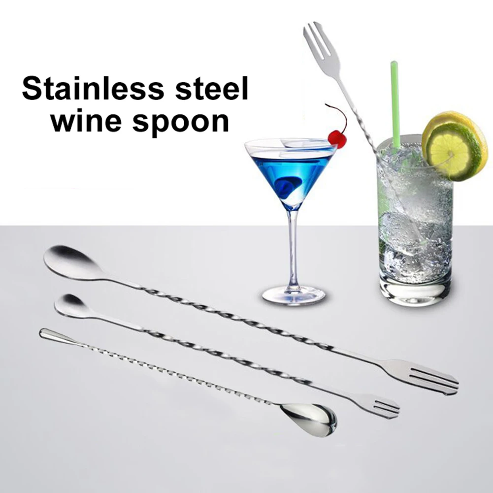 Нержавеющая сталь резьбовой с двойной головкой ложка для смешивания коктейлей