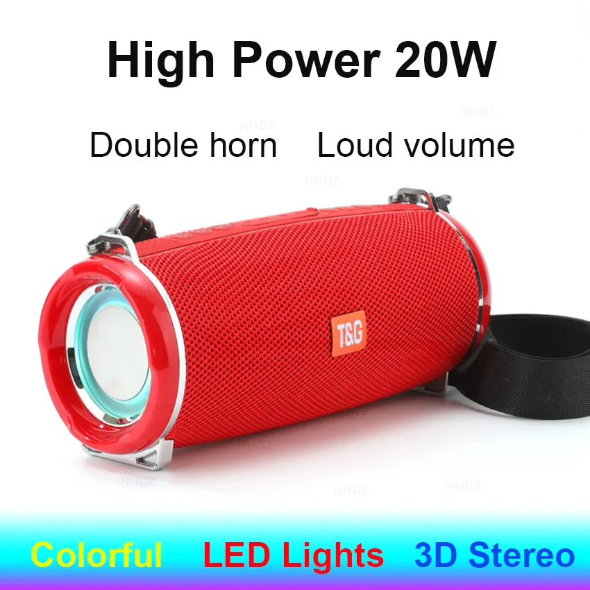 Portable powerful Bluetooth Speakers 20W Wireless Column Super Bass Stereo Music Center BoomBox Loudspeaker TF radio caixa de so