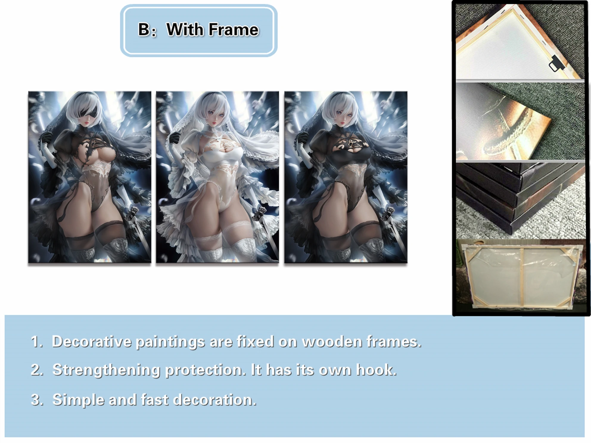 3 Piece Decorative Painting Poster New Fashion Office Home Mural Jinx Legends League Game Fanxin Wholesale | Дом и сад