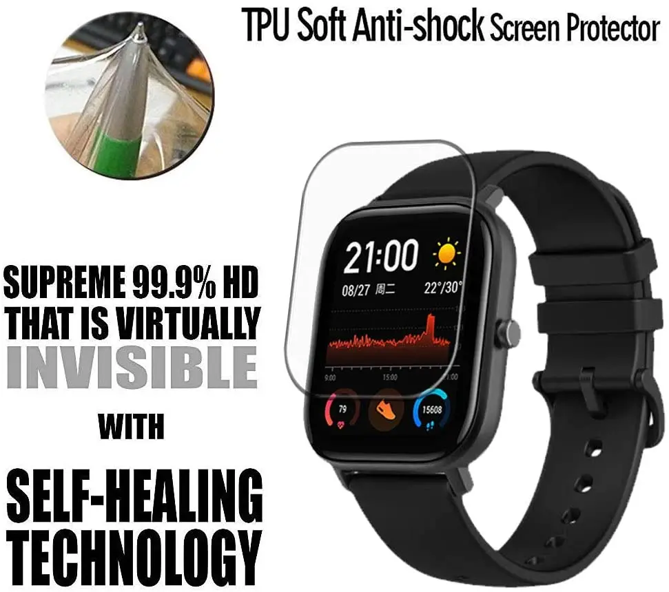 6 шт полное покрытие ТПУ пластиковая защитная пленка для Huami Amazfit GTS 2 GTR2