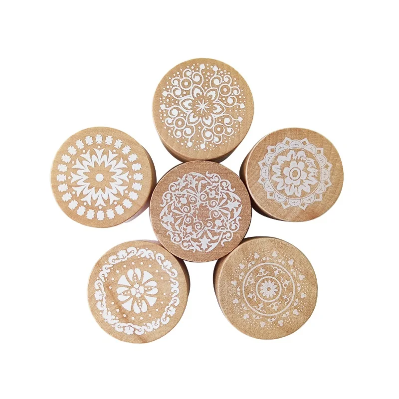 1 шт./лот винтажный круглый цветочный узор деревянные резиновые штампы сделай сам
