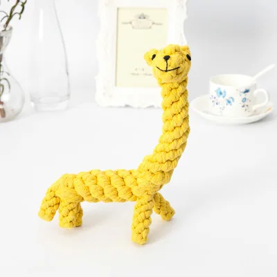 Giraffe 1 шт. Домашний питомец собака игрушки животные дизайн хлопок Собака Веревка игрушки прочный хлопок жевательные игрушки обучение прорезывание зубов Игрушки для маленьких и средних щенков - Цвет: Giraffe