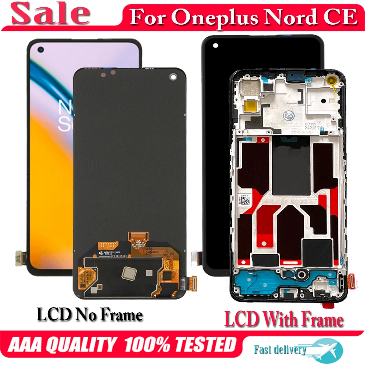 Pantalla LCD AMOLED Original de 6,43 pulgadas para Oneplus Nord CE, montaje de digitalizador con pantalla t&aacute;ctil para Oneplus, NordCE, 5G, EB2101, EB2103-0