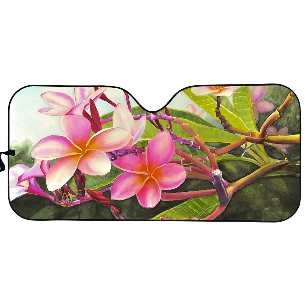 

Автомобильный солнцезащитный козырек с узором Гавайская Плюмерия для интерьера переднего окна автомобильные аксессуары складной козырек ...