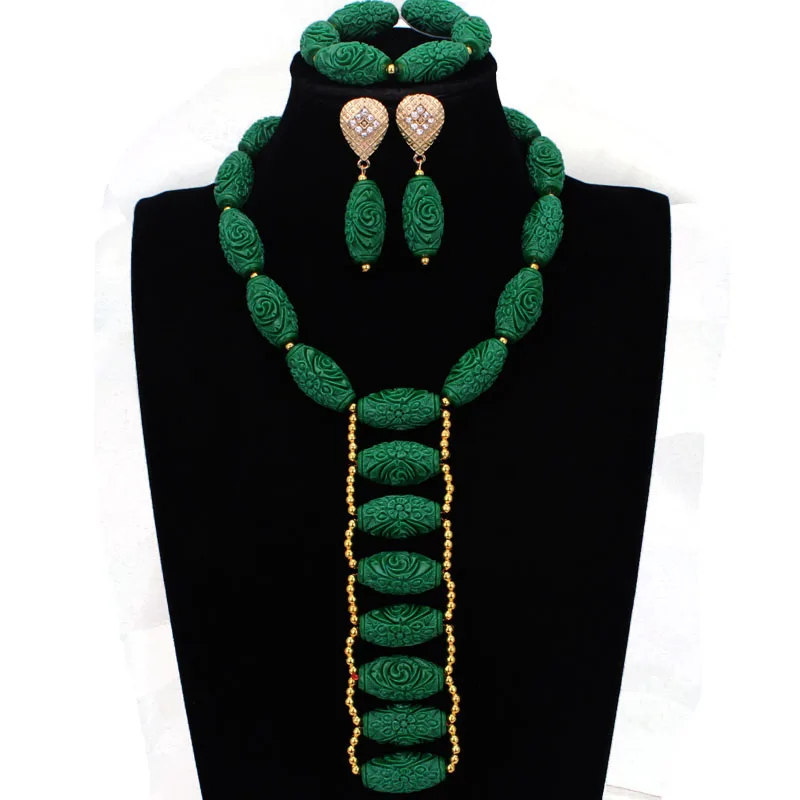 Dudo Green African Jewelry Set Pressed Coral Beads Nigerian Wedding Necklace Set 12 Colors Bridal Jewellery Set