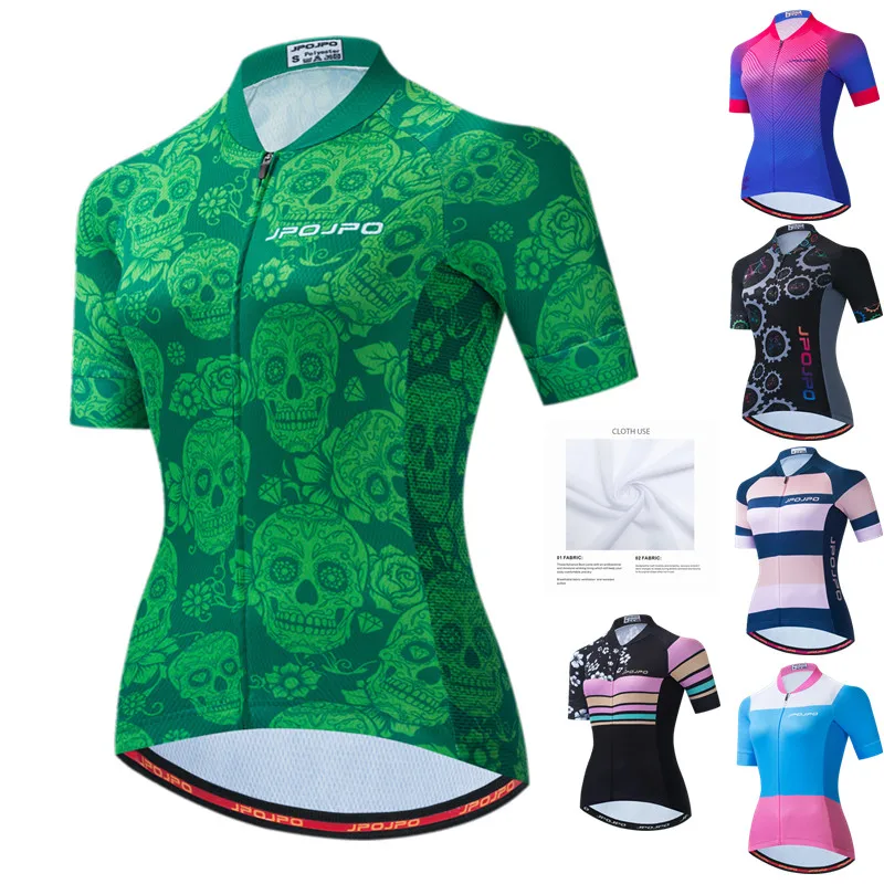 

Weimostar Green Skull Cycling Jersey Women's Short Sleeve Bicycle Cycling Clothing Breathable Road Bike Jersey Shirt Cycle Wear