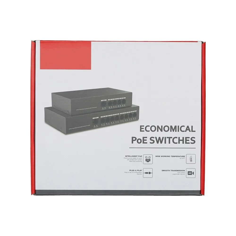 PFS3009-8ET-65 8-Port PoE Switch (Unmanaged), Support IEEE802.3af, IEEE802.3at standard, POE Network Switch enlarge